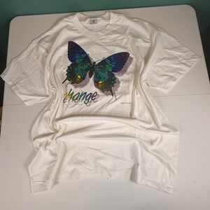 Vtg 1996 Project Earth Butterfly Change  Tee XL Cotton Single‎ Stitch USA
